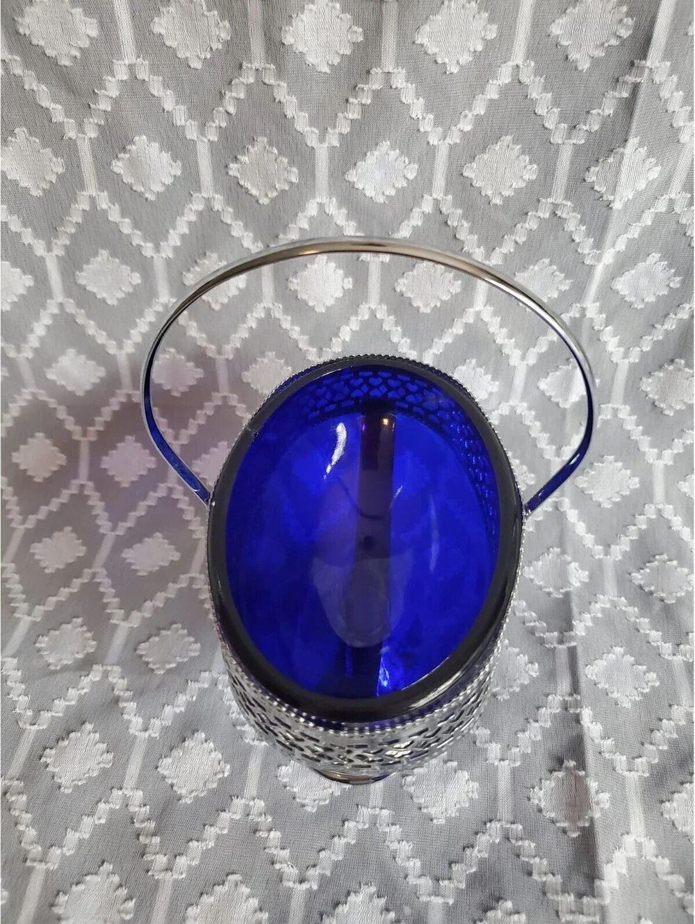 Cobalt Blue And Silvertone Condiment Server